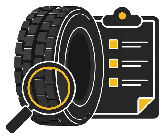 Commercial truck tire inspection and special order search icon