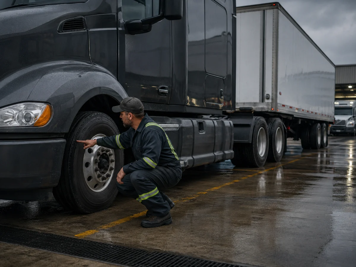 Tractor trailer wheel positions showing steer drive and trailer tires
